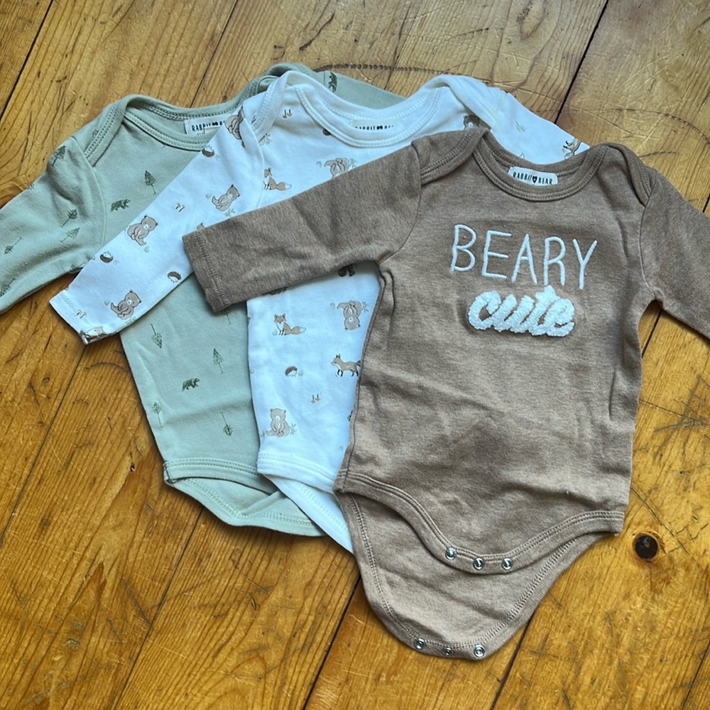Rabbit and Bear Bodysuit Set